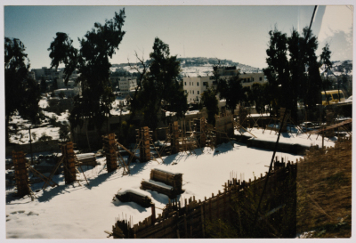 A Construction Site Covered with Snow 