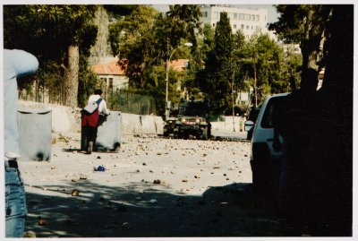 A Student Facing an Israeli Occupation Patrol  