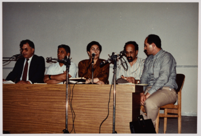 A Group of People Standing on a Rostrum 