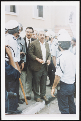 "Tawfiq Ziad at a protest in the village of Taybeh