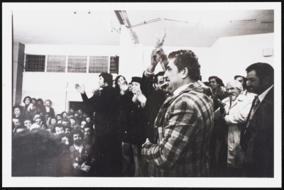 Tawfiq Zayyad During the Announcement of the Results of the Nazareth Municipal Elections, 1975