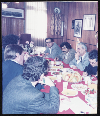 Tawfiq Zayyad Welcoming a Delegation to Nazareth Municipality 