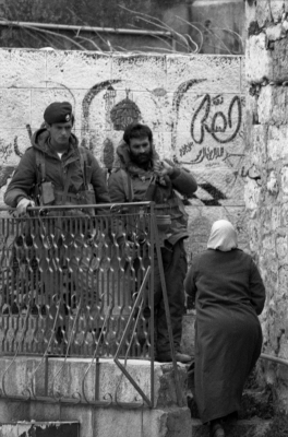 Israeli Occupation Soldiers Standing by the Damascus Gate,  Jerusalem, 1988
