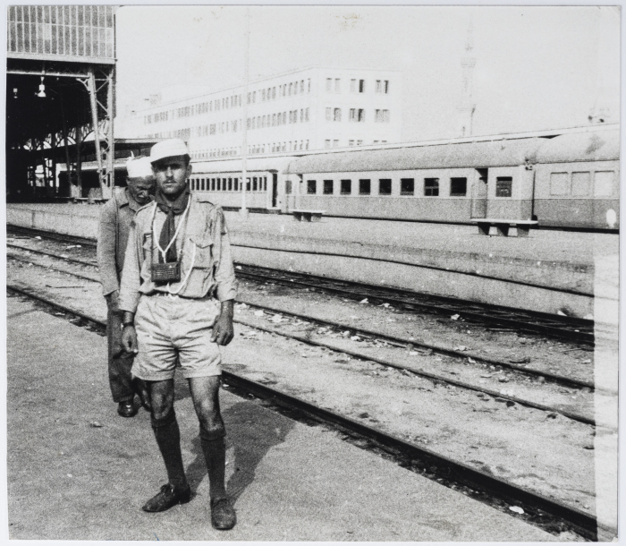Hanna Sam'an in front of a Train