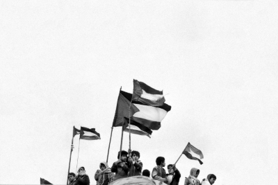رفع العلم الفلسطيني في جنازة شهيد، كفر نعمة، 1988
