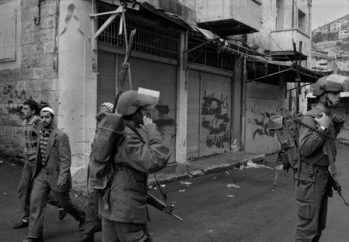 Friday after the great prayer, Israeli army  invade the streets nablus Old city 1988