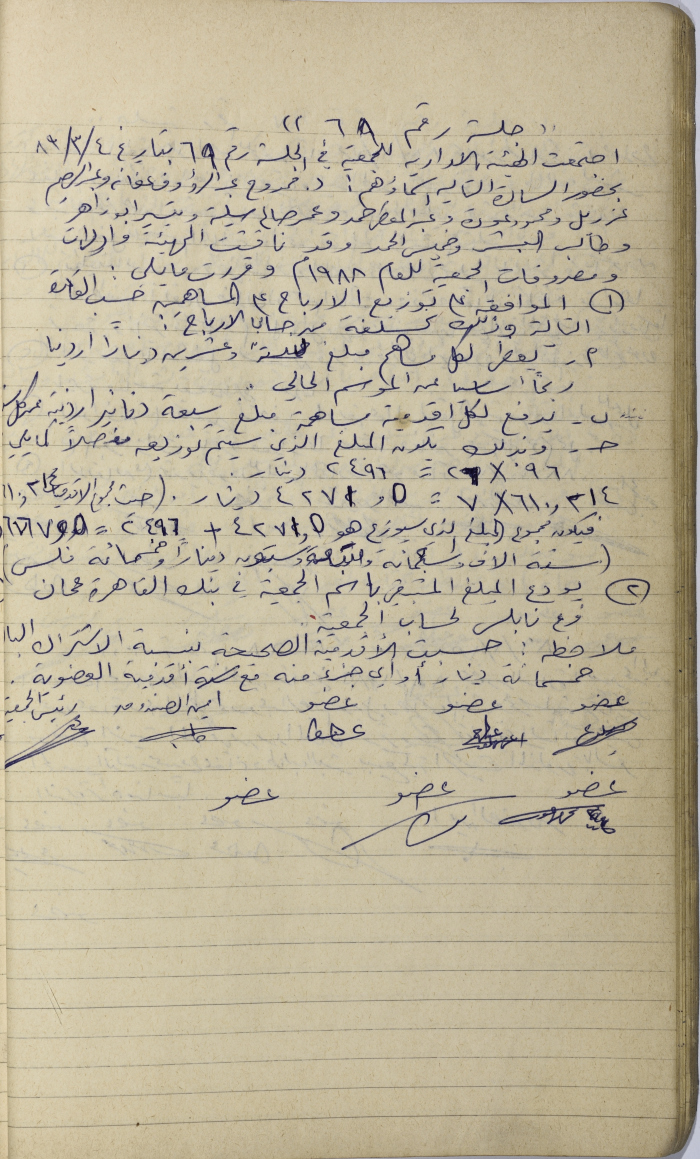 The Minutes of a Meeting of the Salfit Olive Oil Press Cooperative's Administrative Body, 4 March 1989