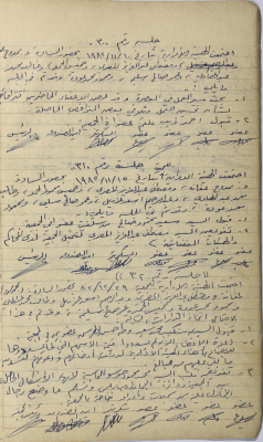 محاضر ثلاثة اجتماعات للهيئة الإدارية للجمعية التعاونية لعصر الزيتون في سلفيت، 1982