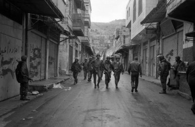 Friday after the great prayer, Israeli army  invade the streets nablus Old city 1988