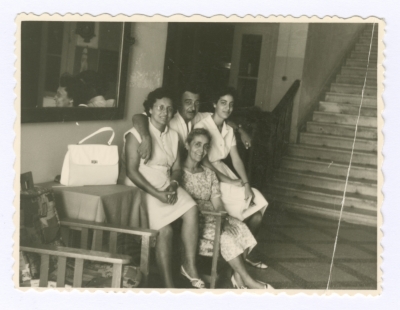 A photo of Emile Habibi with his wife, his sister, and his niece
