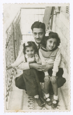 Emile Habibi with his two daughters