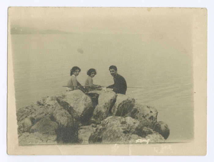Emile Habibi with his daughters on a fishing trip