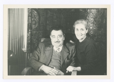 Writer Emile Habibi with his sister after her return from England