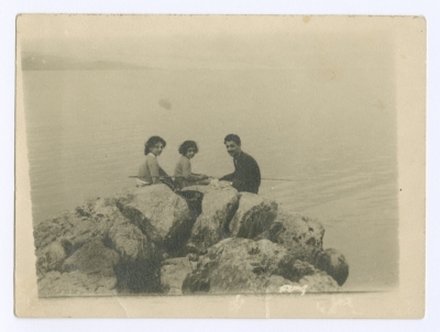 Emile Habibi with his daughters on a fishing trip