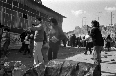Young Girls Preparing Stones and Barricades for Clashes with Israeli Occupation Forces