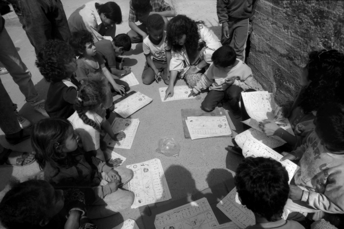 Children in Jenin Palestinian Refugee Camp Engaging in Cultural Activities Held by Arna Mer-Khamis.