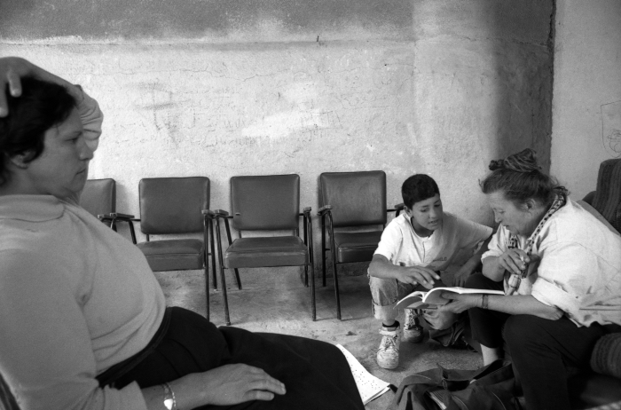 Arna Mer-Khamis Tutoring Children in Jenin Palestinian Refugee Camp
