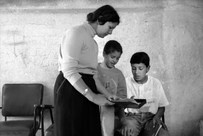 Arna Mer-Khamis Tutoring Children in Jenin Palestinian Refugee Camp