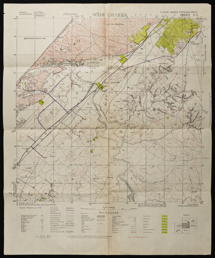 A Map of Wadi Ghazzeh, Printed by the British Mandate Survey Office