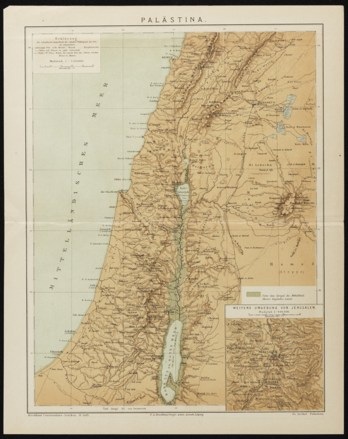 Ottoman Map of Palestine by Brockhaus Leipzig