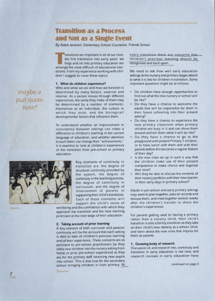 Issue 16 of the Friends' Schools Newsletter No. 2