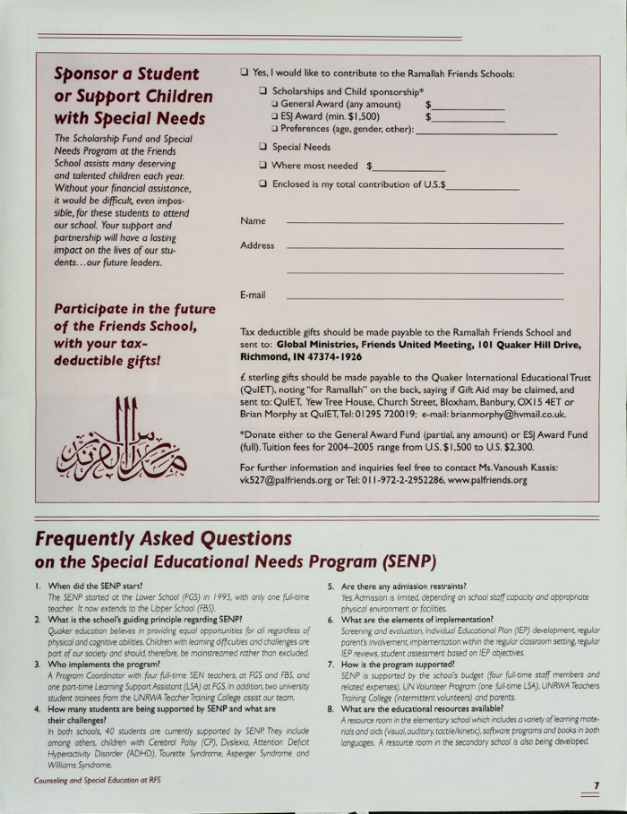 Issue 17 of the Friends Schools Newsletter in Ramallah