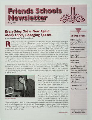 The Friends Schools Newsletter in Ramallah for the Spring of 2009