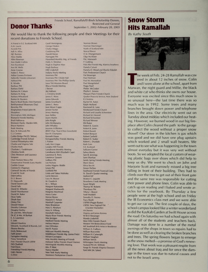 Issue 15 of the Friends Schools Newsletter in Ramallah