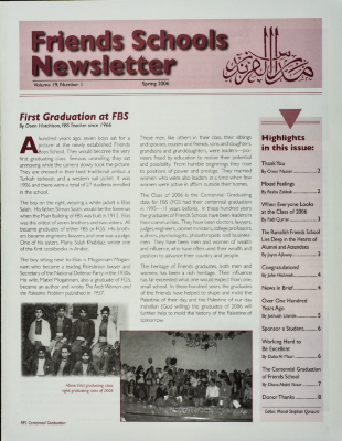 Issue 19 of the Friends Schools Newsletter in Ramallah