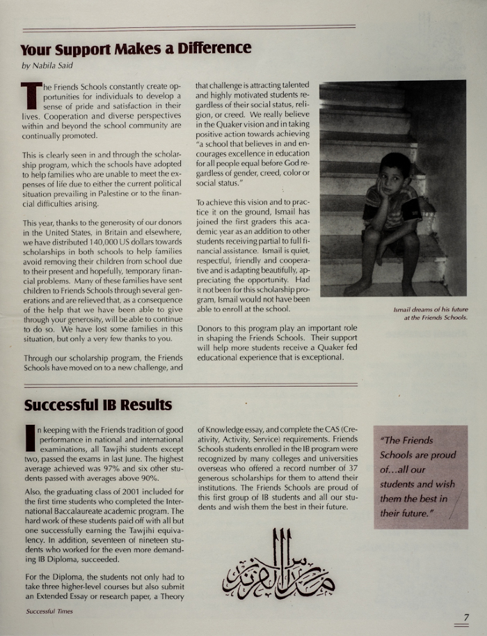 Issue 14 of the Friends Schools Newsletter in Ramallah