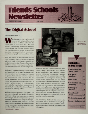 Issue 16 of the Friends Schools Newsletter in Ramallah