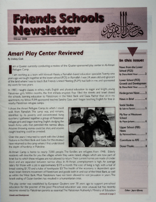 The Friends Schools Newsletter in Ramallah in 2008