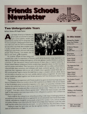 The Friends Schools Newsletter in Ramallah in 2011