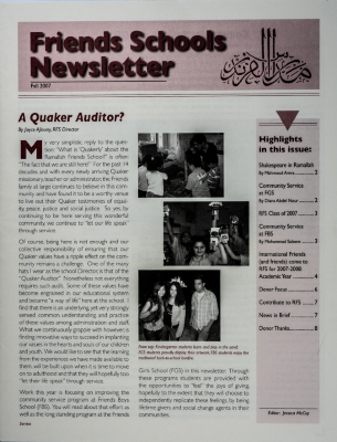 The Friends Schools Newsletter in Ramallah in 2007