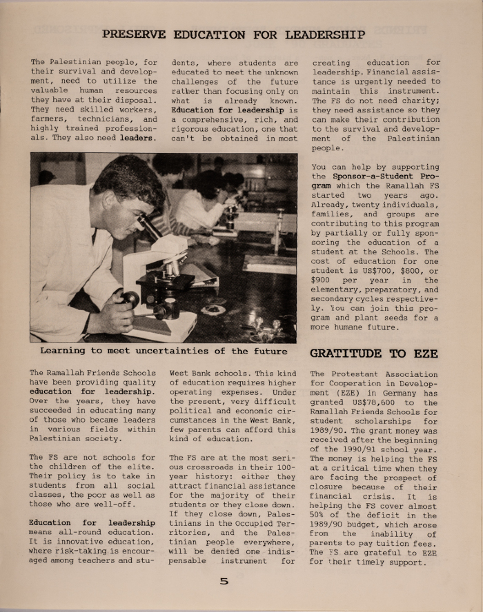 Issue 4 of the Friends Schools Newsletter in Ramallah