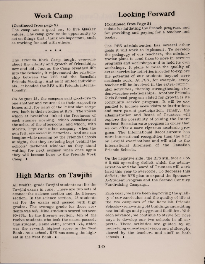 Issue 6 of the Friends Schools Newsletter in Ramallah