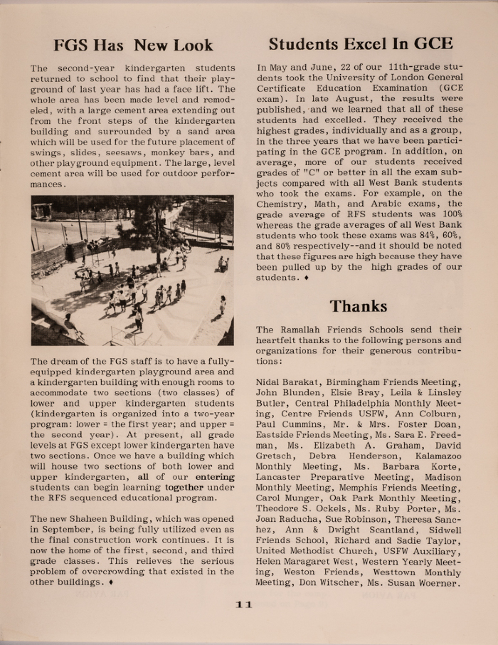 Issue 6 of the Friends Schools Newsletter in Ramallah