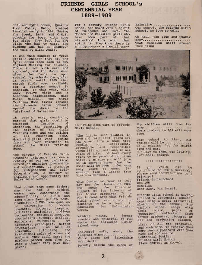 Issue 3 of the Friends Schools Newsletter in Ramallah