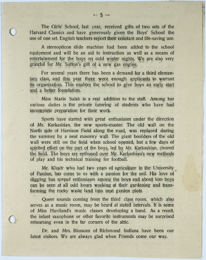 The Friends Schools Newsletter in Ramallah in 1930