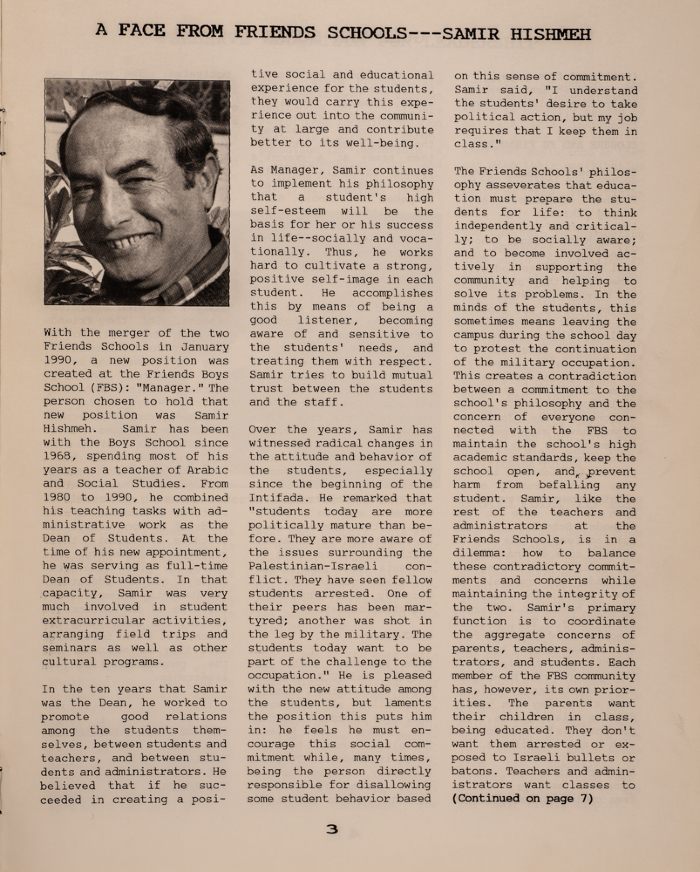 Issue 4 of the Friends Schools Newsletter in Ramallah