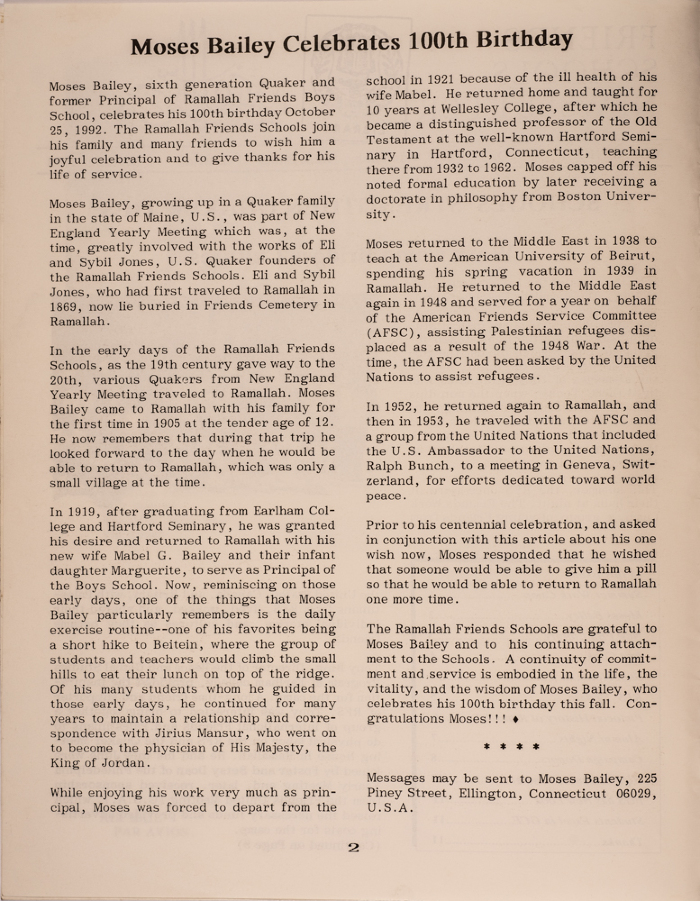 Issue 6 of the Friends Schools Newsletter in Ramallah