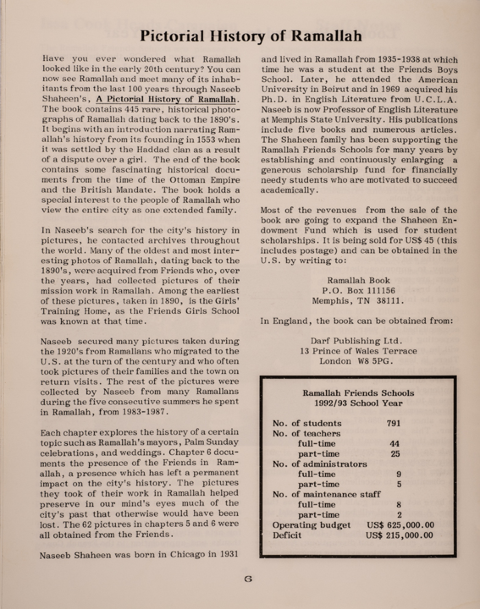 Issue 6 of the Friends Schools Newsletter in Ramallah