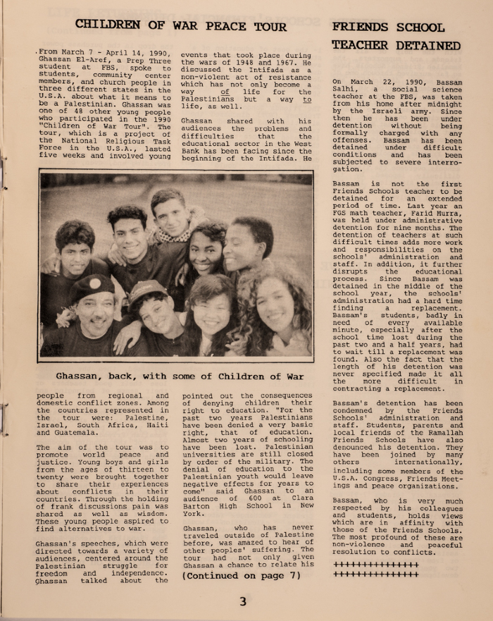 Issue 3 of the Friends Schools Newsletter in Ramallah