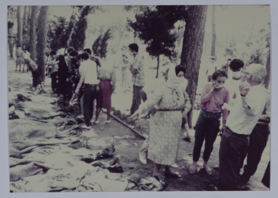 Inspecting the Bodies of the Shaheeds of the War of the Camps, Lebanon, 1985