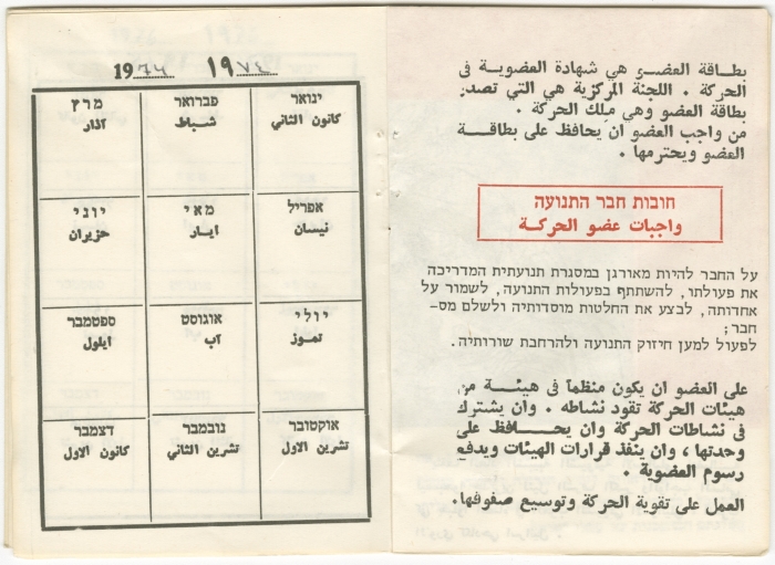 Membership card of the Israeli Communist Youth League