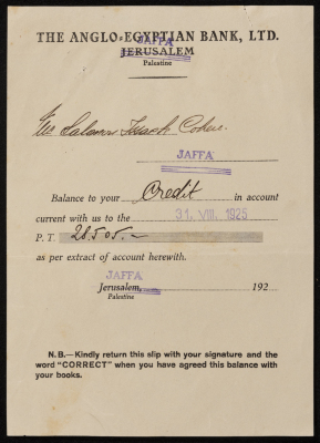 A document issued by the Anglo-Egyptian Bank
