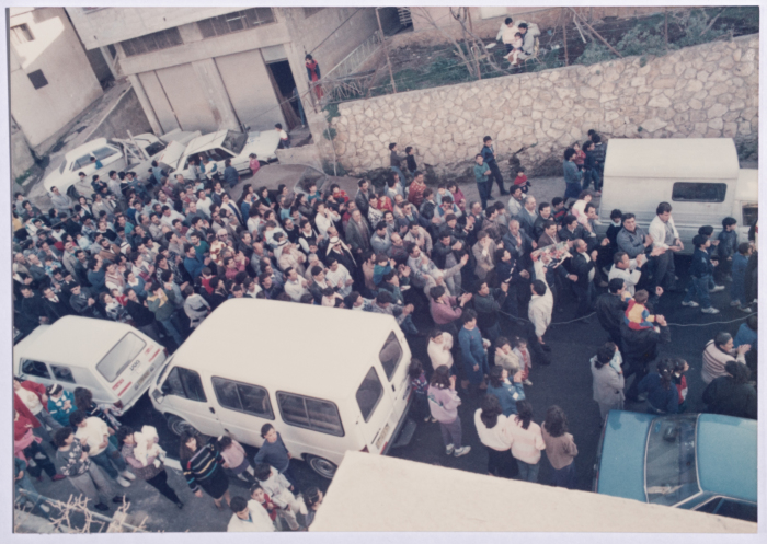 Tawfiq Ziad during the opening of the Rose Street in the city of Nazareth in 1989