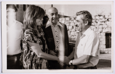 Tawfiq Ziad during the reception of a visiting delegation to Nazareth