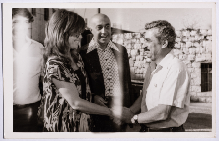 Tawfiq Ziad during the reception of a visiting delegation to Nazareth