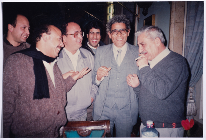 Tawfiq Ziad accompanied by a group of friends during the nineties